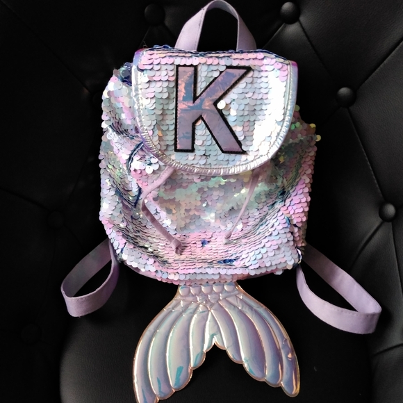 ⛔SOLD⛔Justice "K" initial sequin mermaid backpack - Picture 3 of 9